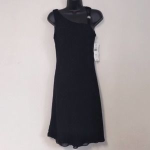 S.L. Fashions Jewel Strappy Sleeve Shift Dress 6 Black